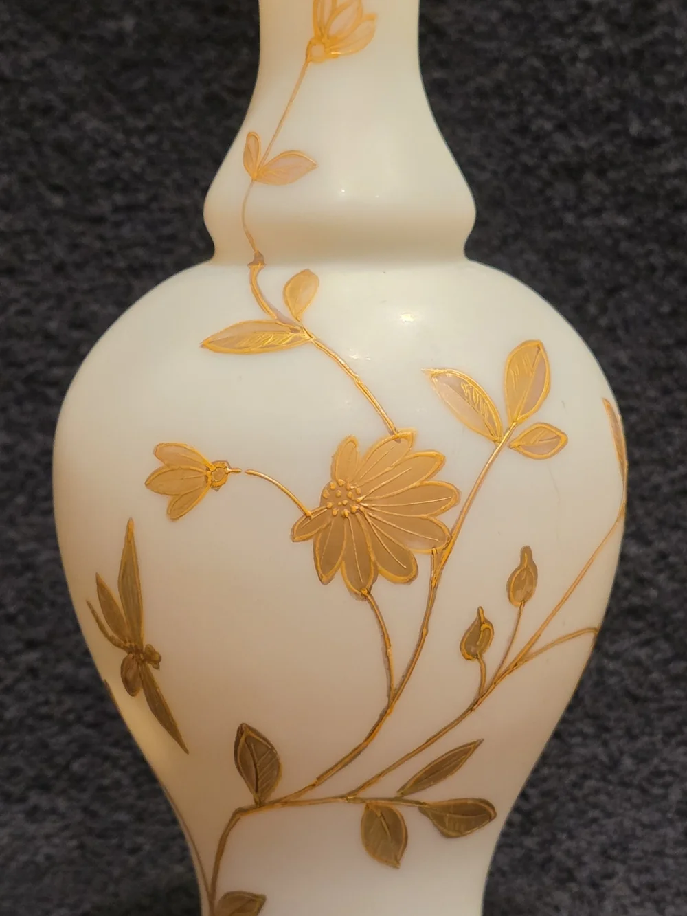Bohemian Harrach Uranium Glass Vase – Fine Wildflower Enamel, c. 1880s